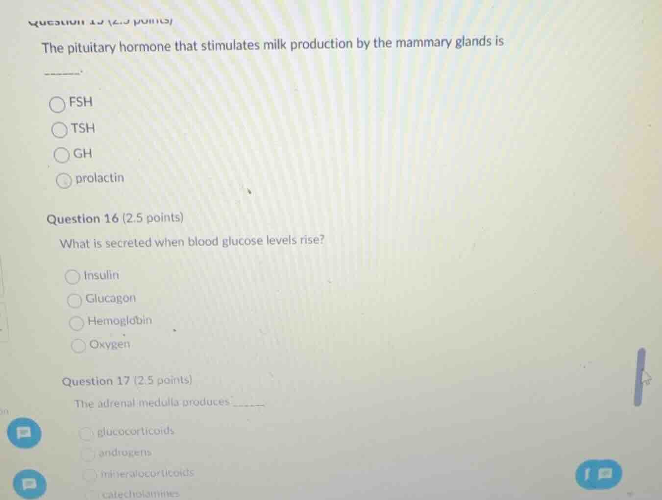 question 15 (2.5 points) the pituitary hormone that stimulates milk pro…
