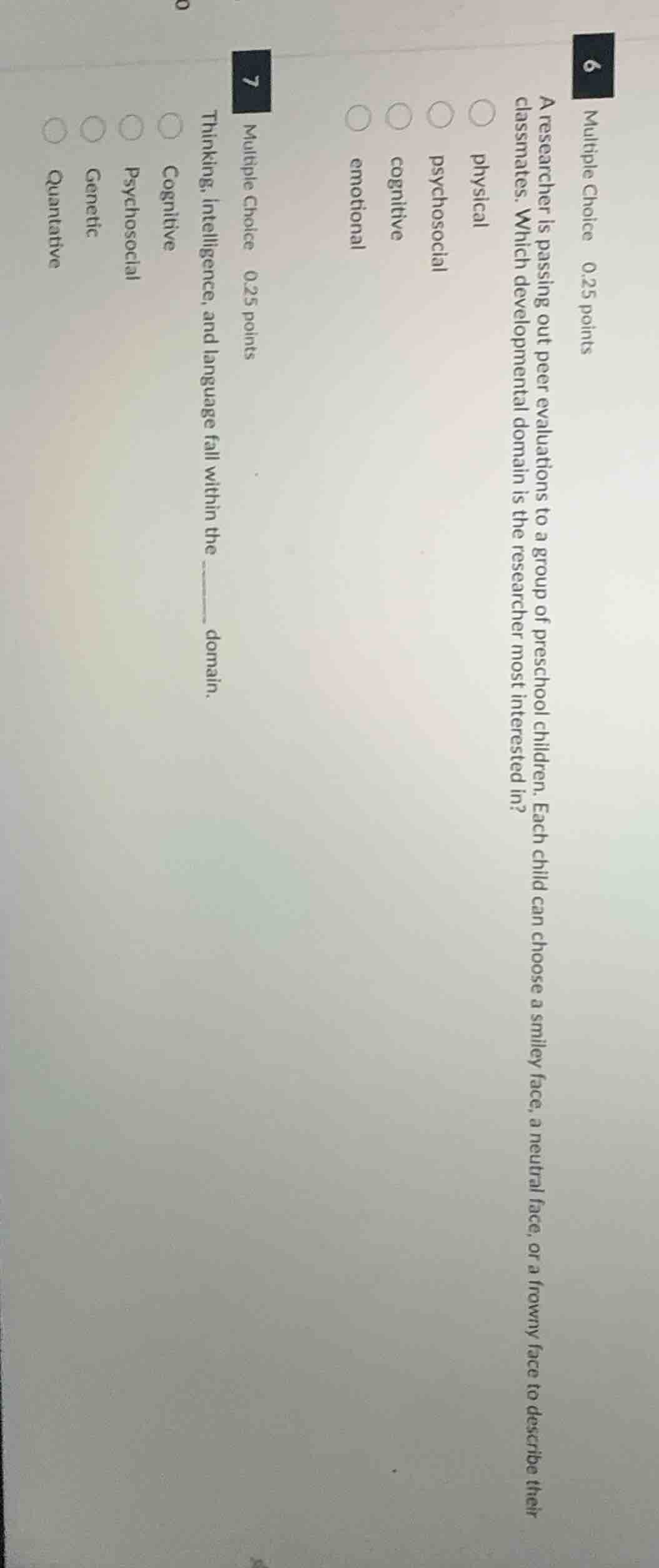 6 multiple choice 0.25 points a researcher is passing out peer evaluati…