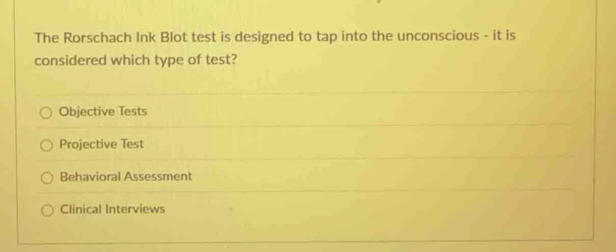 the rorschach ink blot test is designed to tap into the unconscious - i…