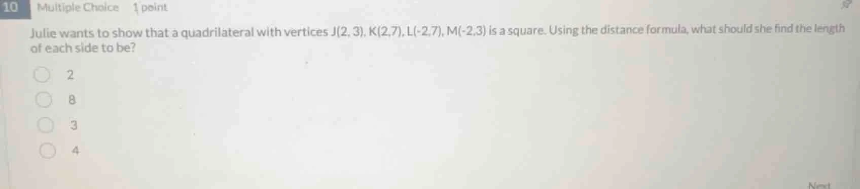 10 multiple choice 1 point julie wants to show that a quadrilateral wit…