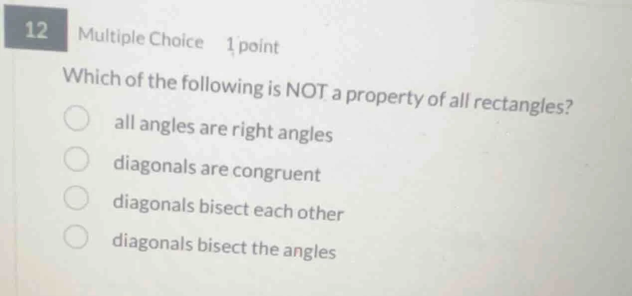 12 multiple choice 1 point which of the following is not a property of …