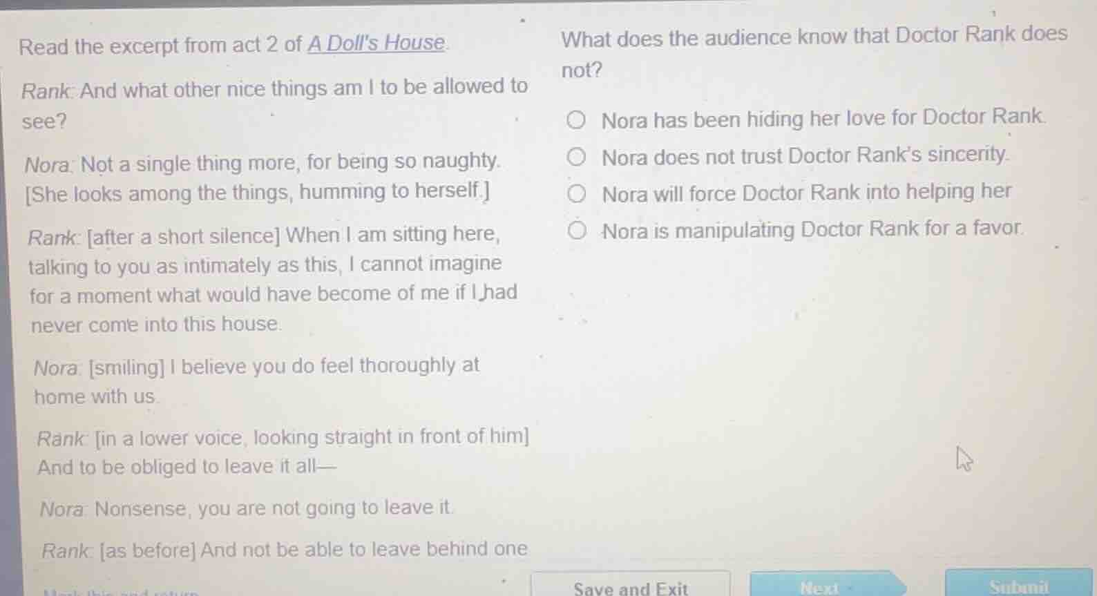 read the excerpt from act 2 of a dolls house. rank: and what other nice…