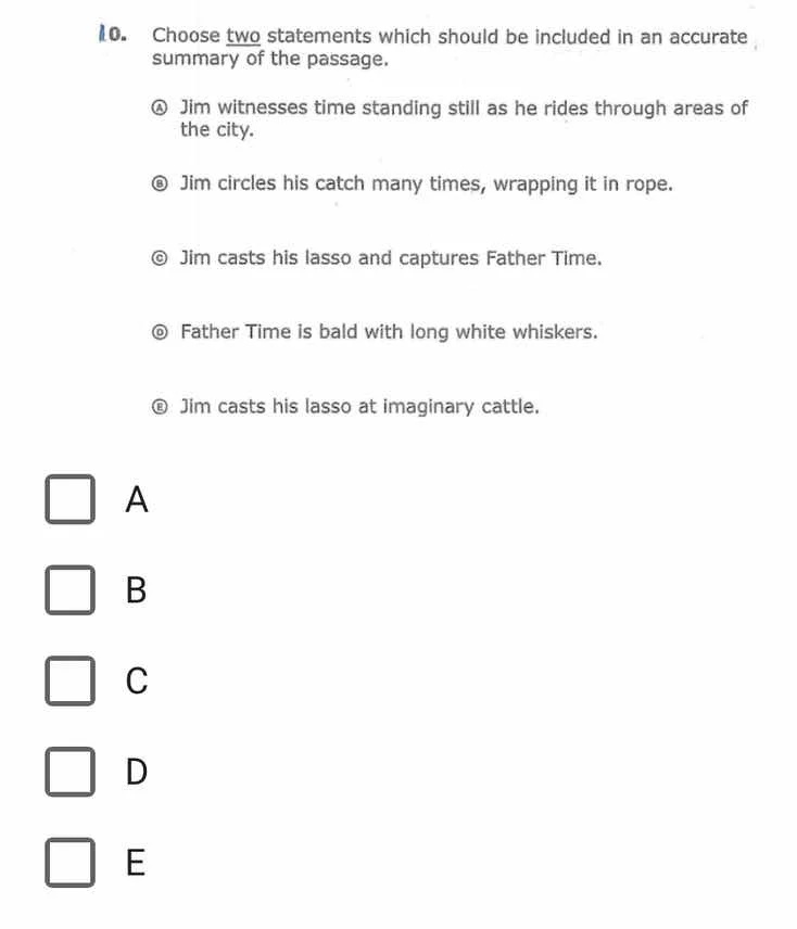 10. choose two statements which should be included in an accurate summa…