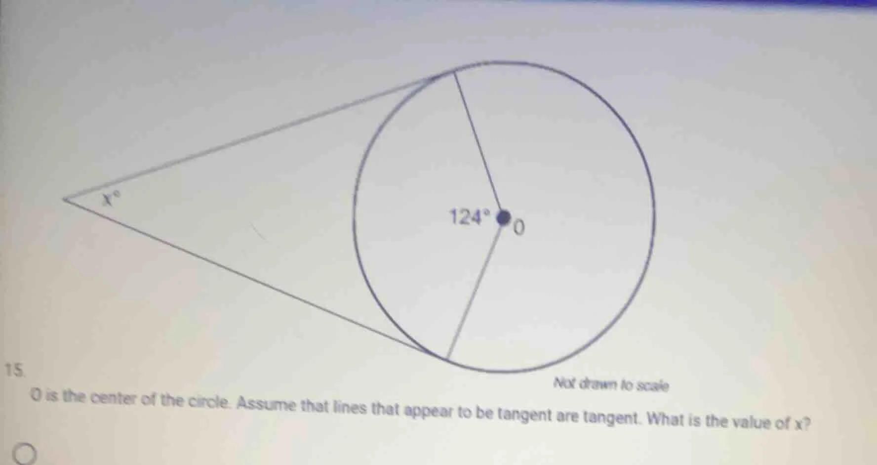 15. o is the center of the circle. assume that lines that appear to be …