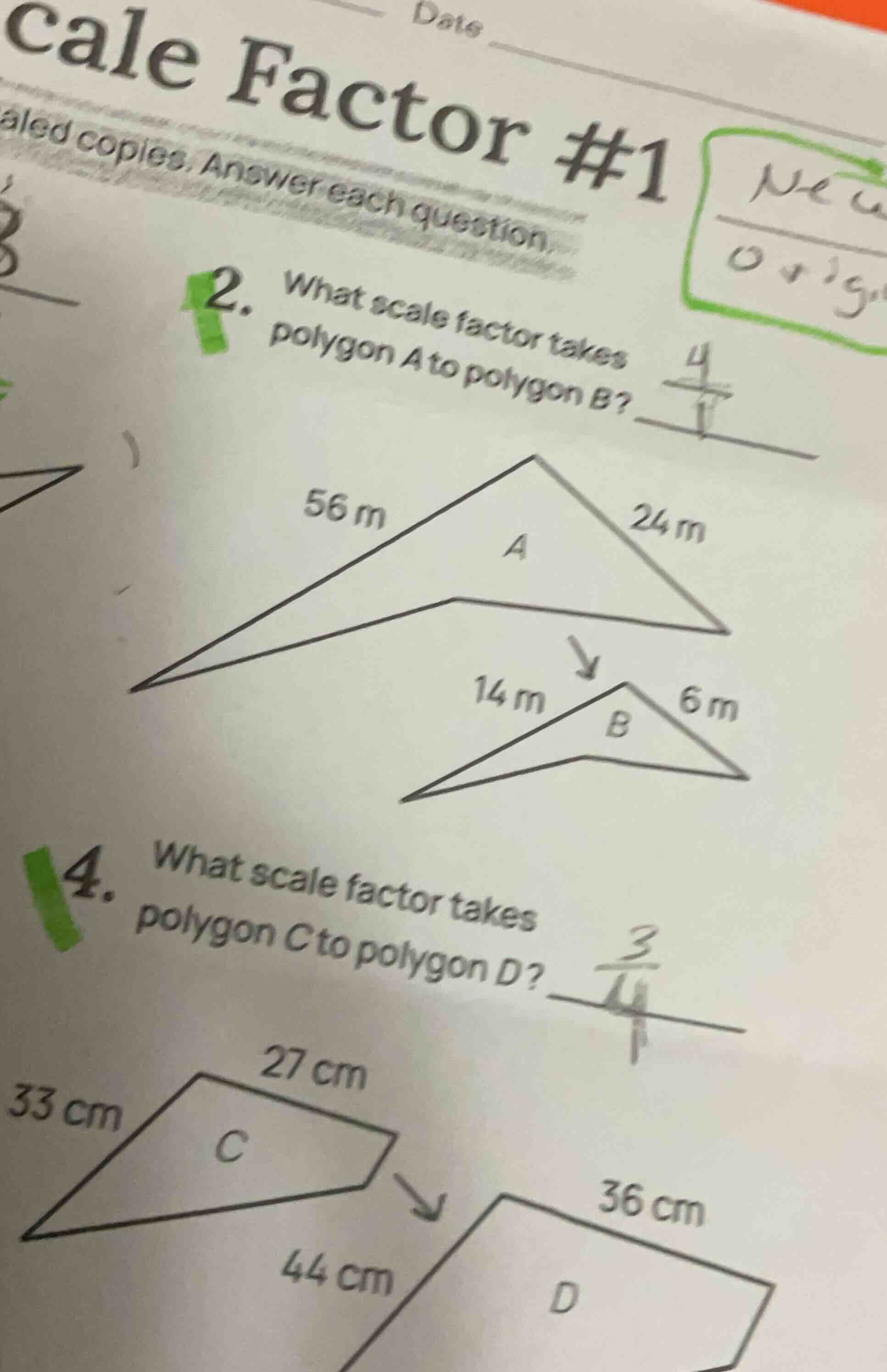 cale factor #1 aled copies. answer each question. 2. what scale factor …