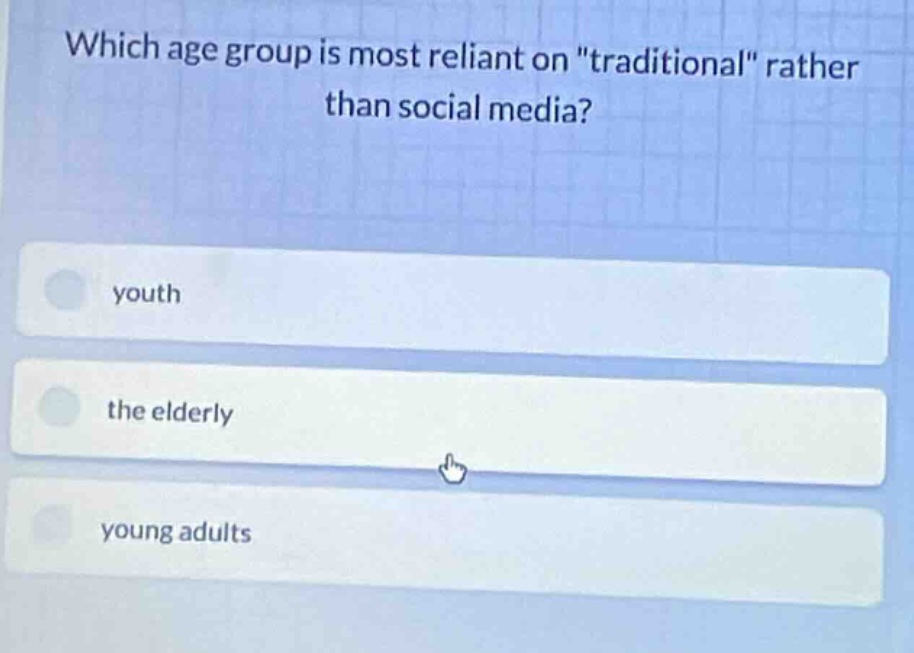 which age group is most reliant on \traditional\ rather than social med…
