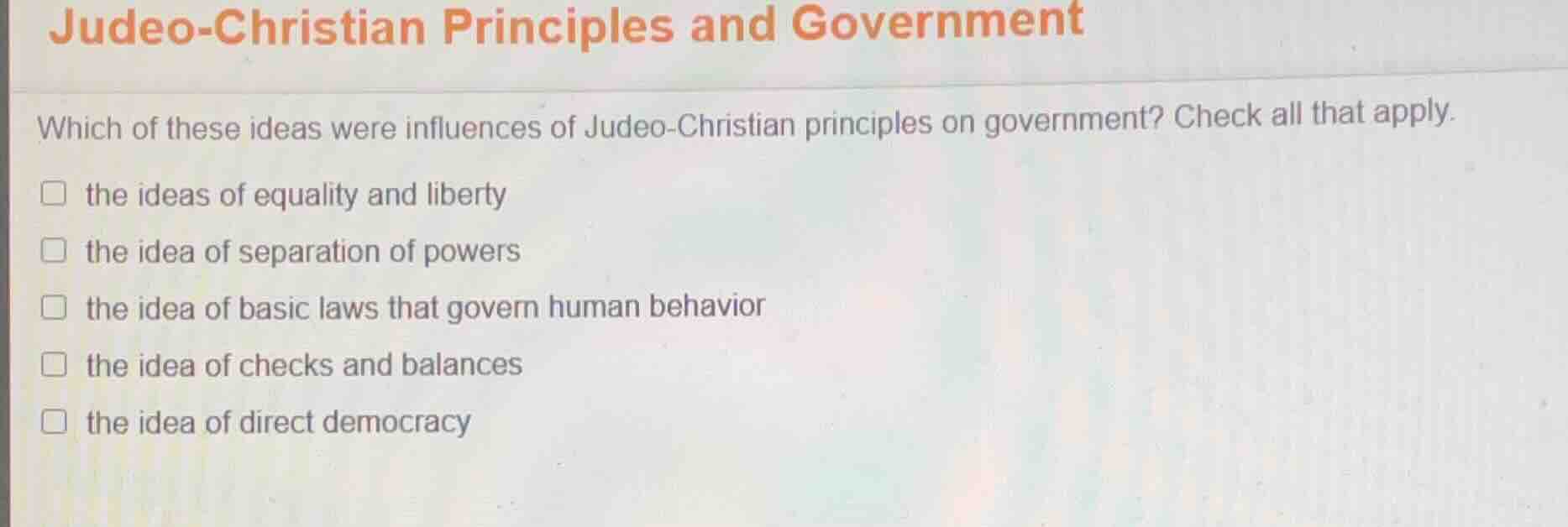 judeo-christian principles and government which of these ideas were inf…