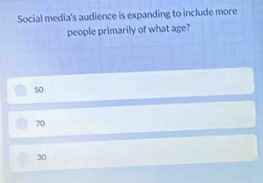 social medias audience is expanding to include more people primarily of…