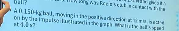 a 0.150-kg ball, moving in the positive direction at 12 m/s, is acted o…