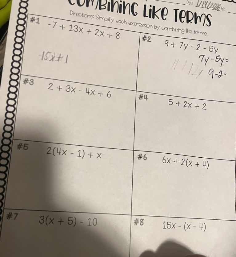 combining like terms directions: simplify each expression by combining …