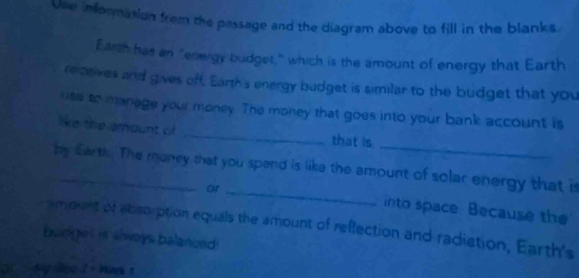 use information from the passage and the diagram above to fill in the b…