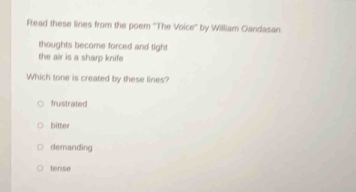 read these lines from the poem \the voice\ by william gardasan. thought…