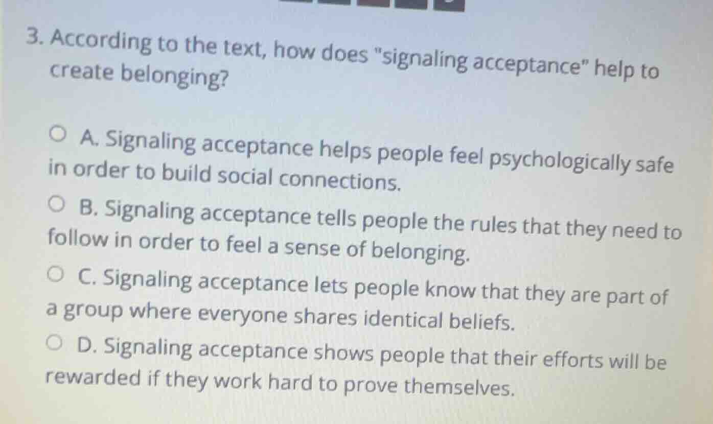3. according to the text, how does \signaling acceptance\ help to creat…