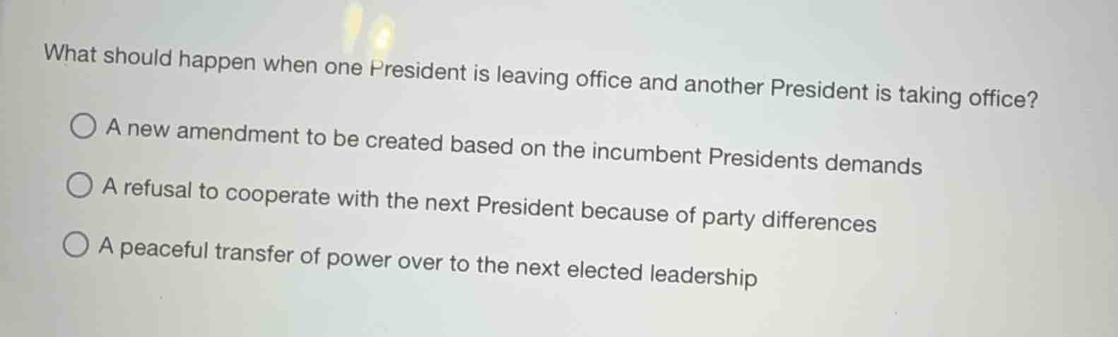 what should happen when one president is leaving office and another pre…