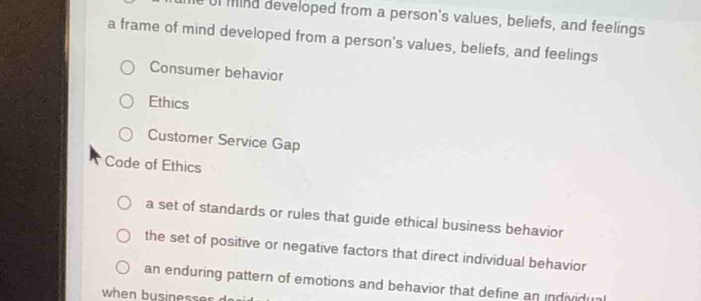 a frame of mind developed from a persons values, beliefs, and feelings …