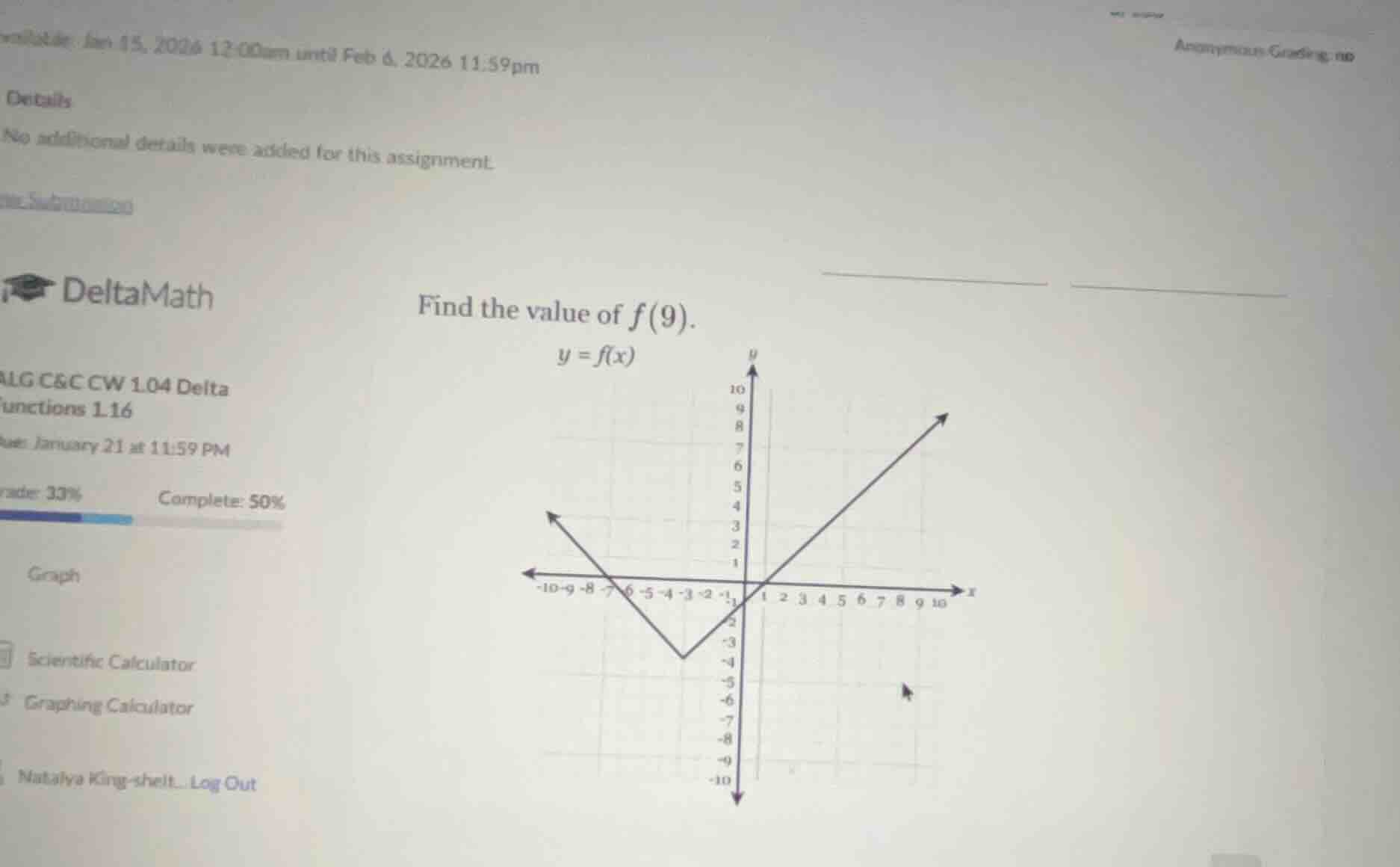 find the value of $f(9)$. $y = f(x)$ (graph of a piece - wise function …