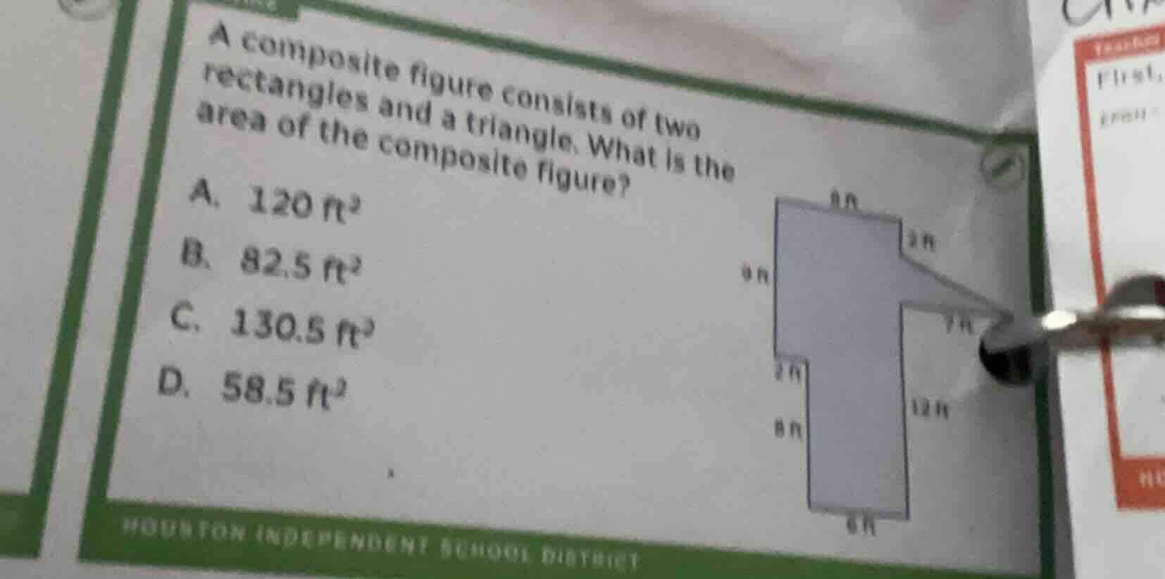 a composite figure consists of two rectangles and a triangle. what is t…