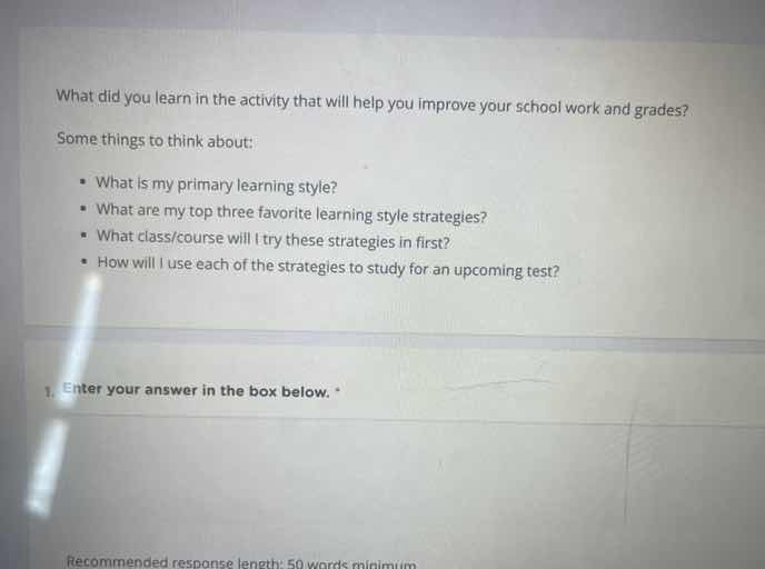 what did you learn in the activity that will help you improve your scho…