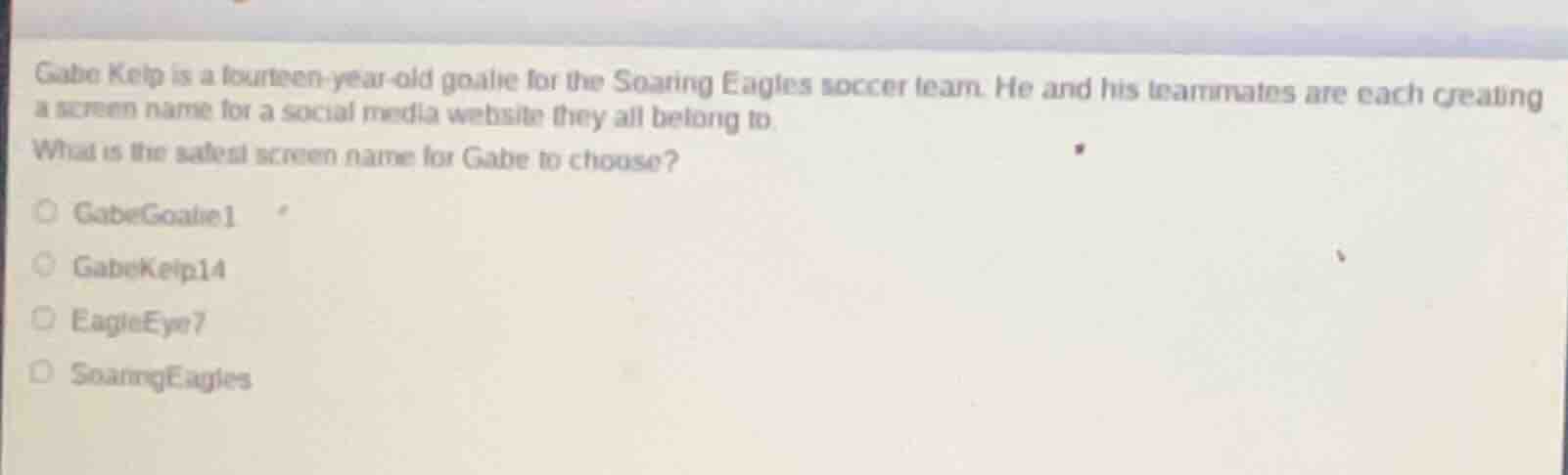 gabe kelp is a fourteen - year - old goalie for the soaring eagles socc…