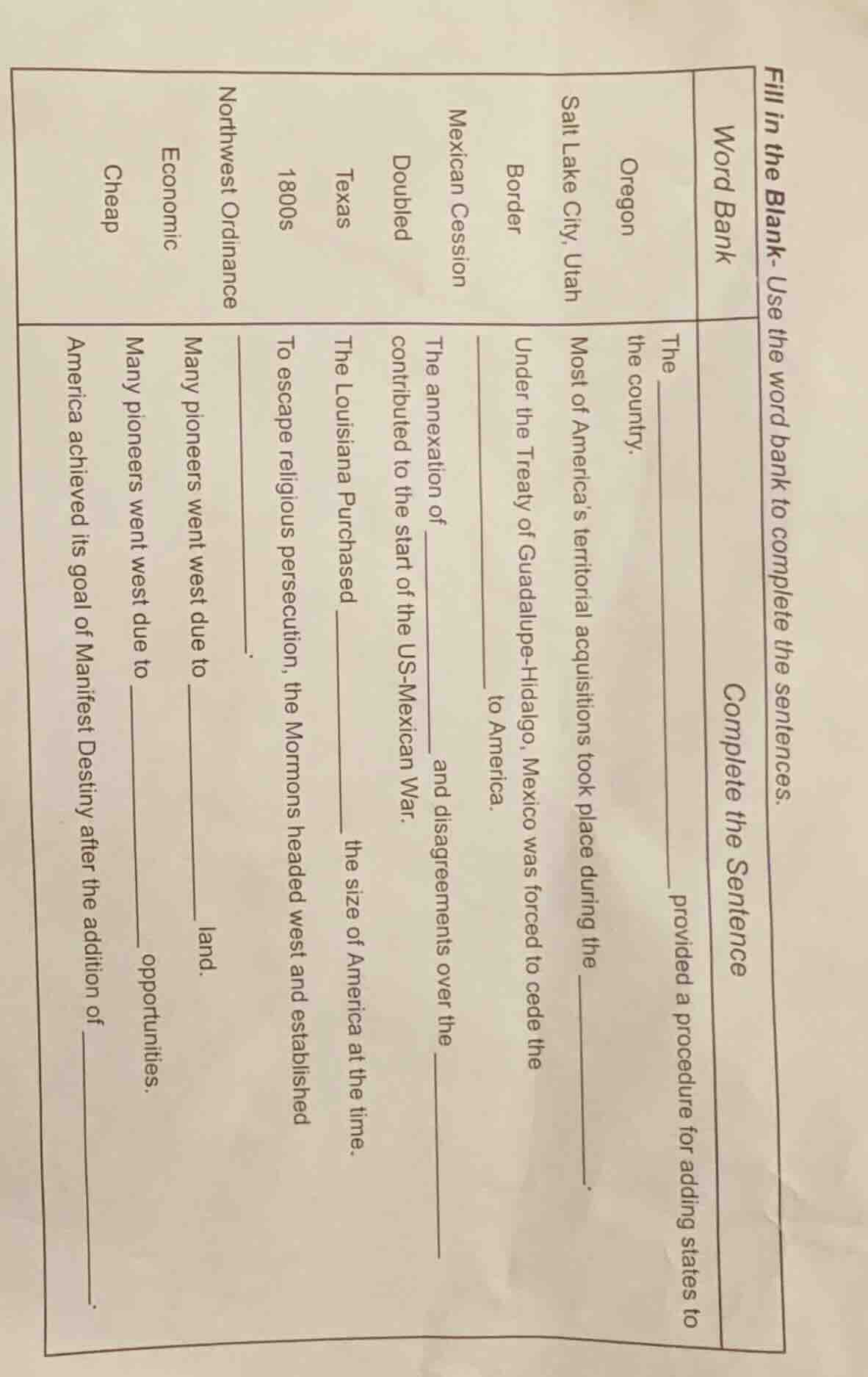 fill in the blank- use the word bank to complete the sentences. word ba…