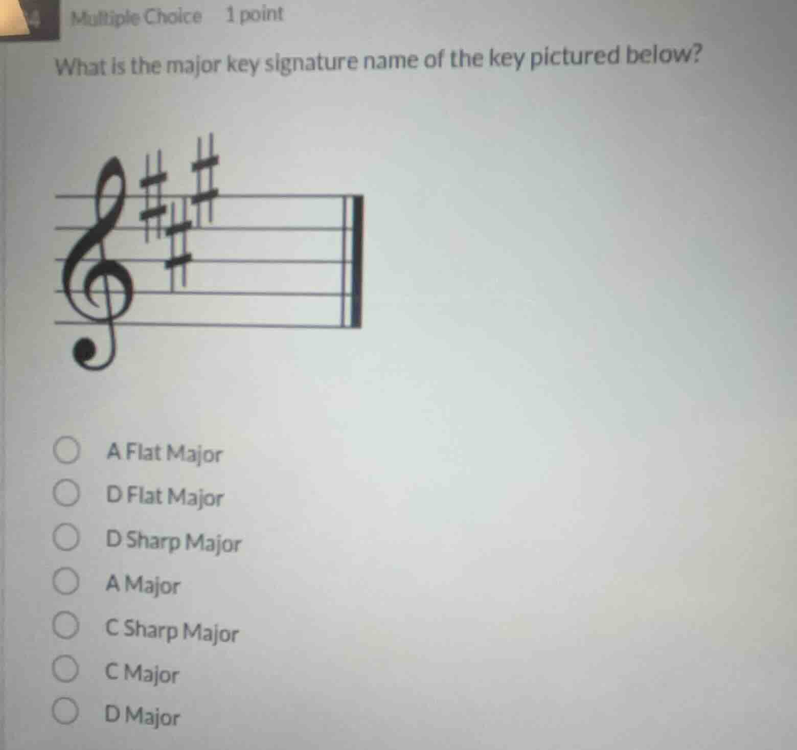 multiple choice 1 point what is the major key signature name of the key…
