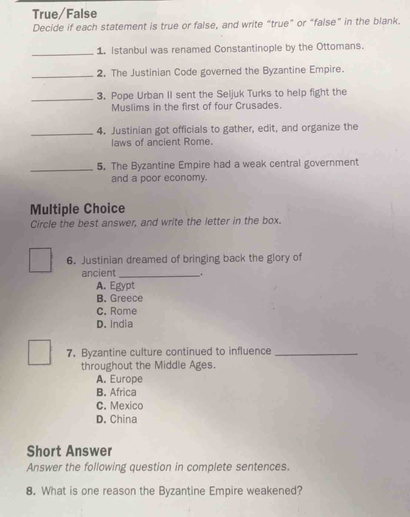 true/false decide if each statement is true or false, and write \true\ …