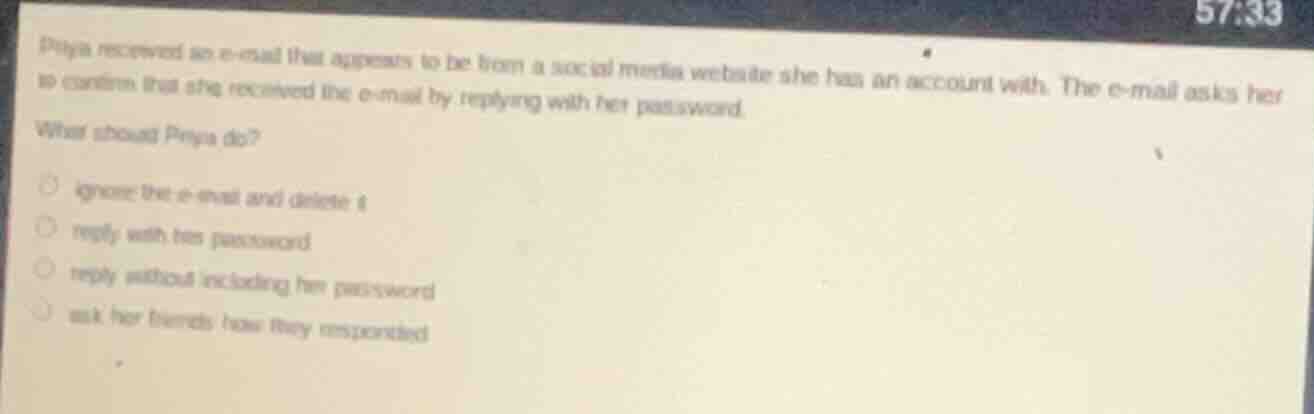priya received an e - mail that appears to be from a social media websi…