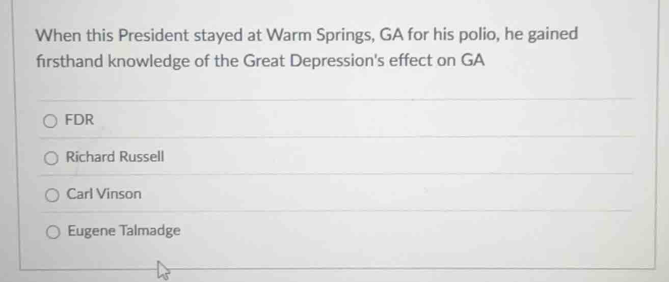 when this president stayed at warm springs, ga for his polio, he gained…