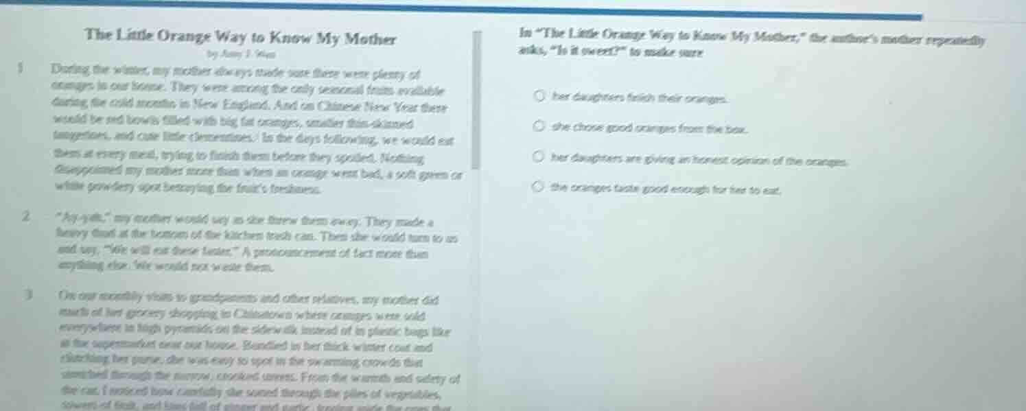 the little orange way to know my mother by amy i. wan 1 during the wint…