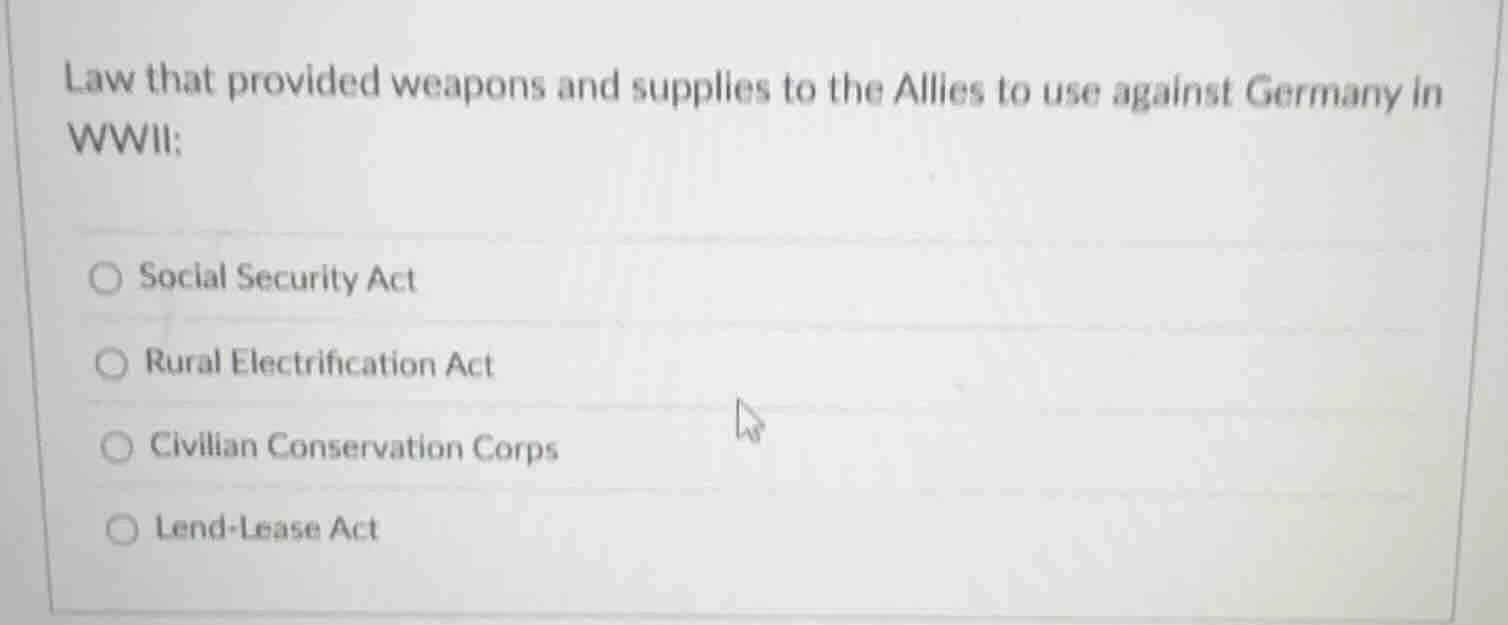 law that provided weapons and supplies to the allies to use against ger…