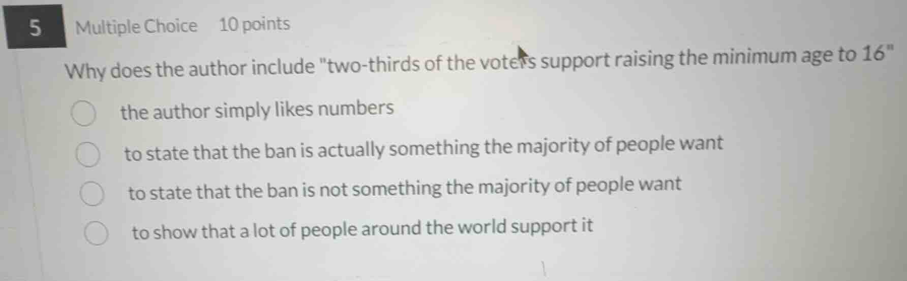 5 multiple choice 10 points why does the author include \two - thirds o…