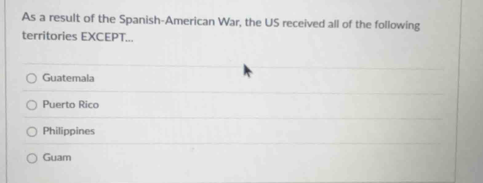 as a result of the spanish-american war, the us received all of the fol…