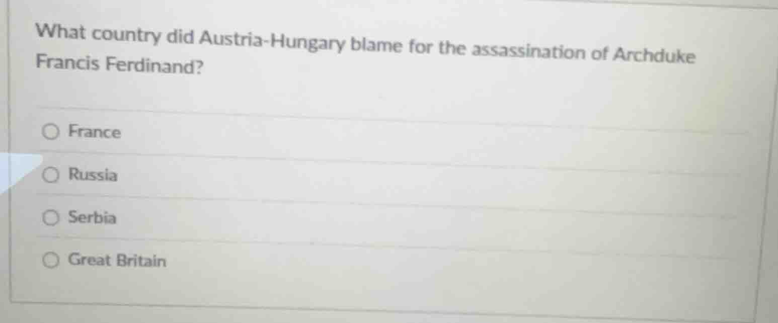 what country did austria-hungary blame for the assassination of archduk…
