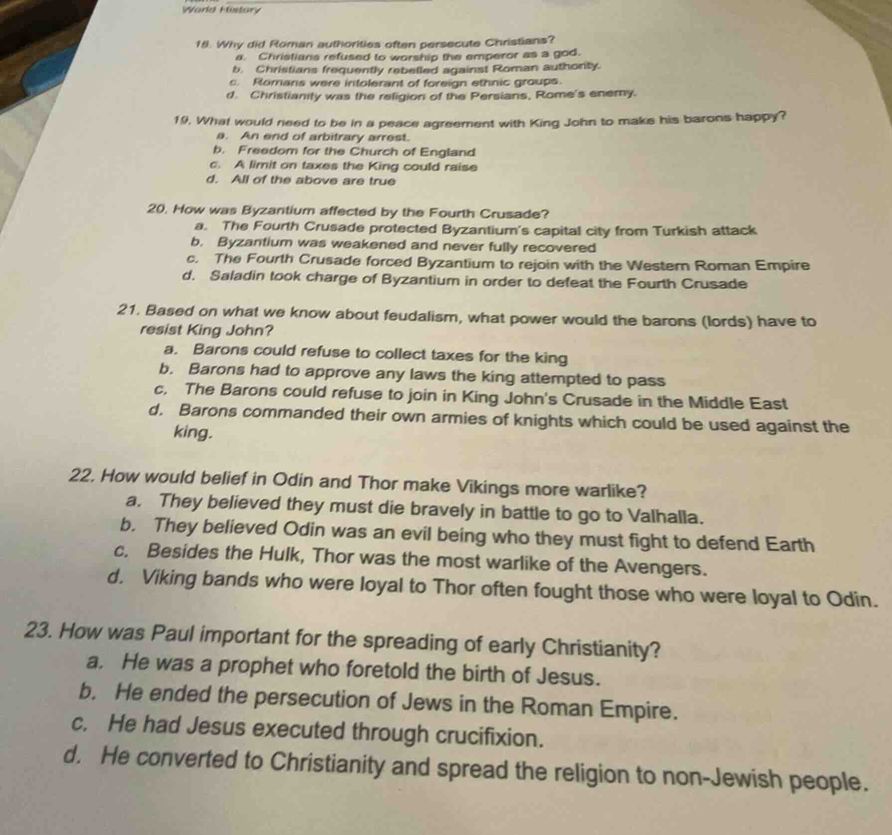 world history 18. why did roman authorities often persecute christians?…