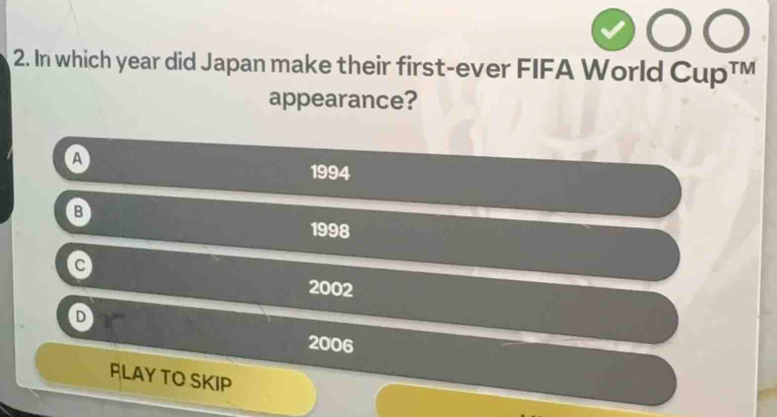 2. in which year did japan make their first - ever fifa world cup™ appe…