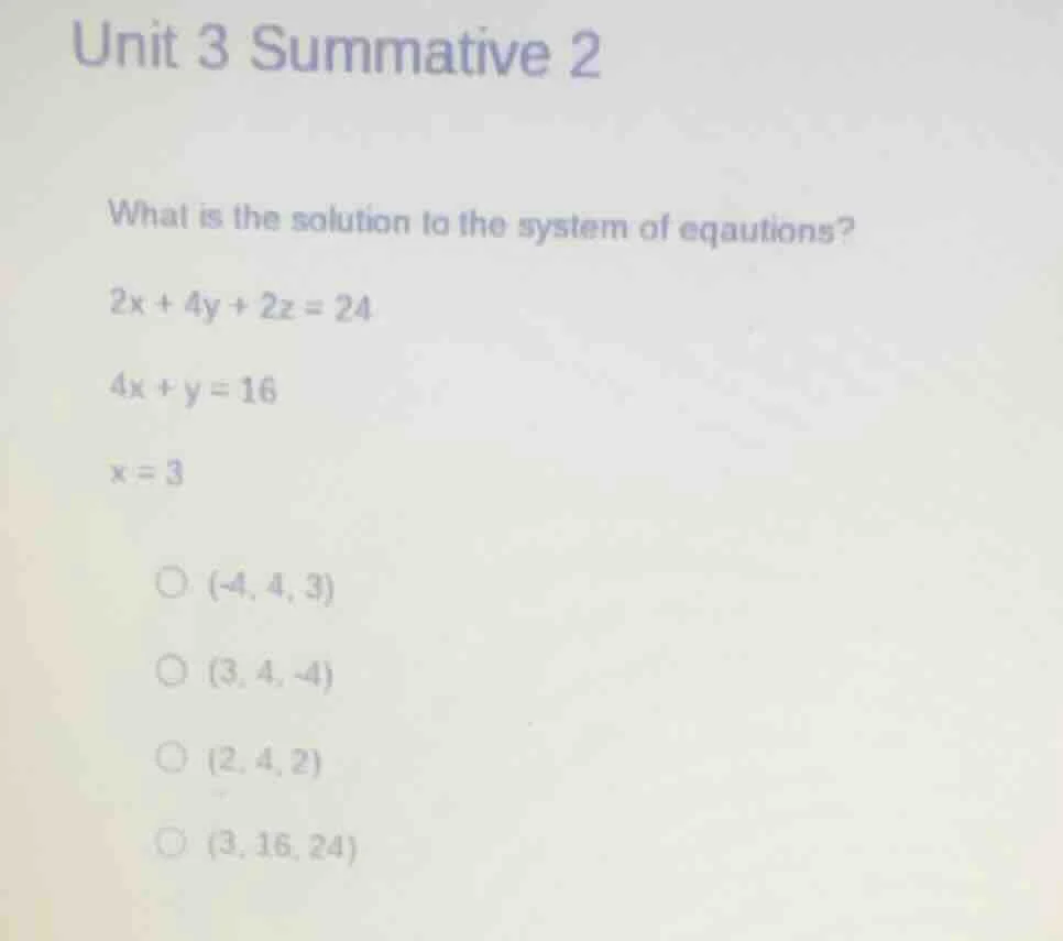 unit 3 summative 2 what is the solution to the system of equations? $2x…