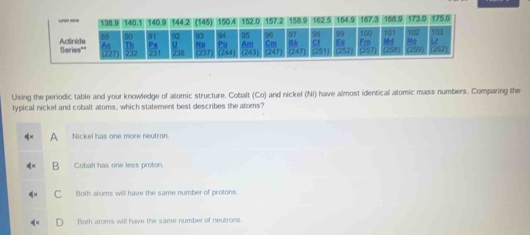 using the periodic table and your knowledge of atomic structure. cobalt…