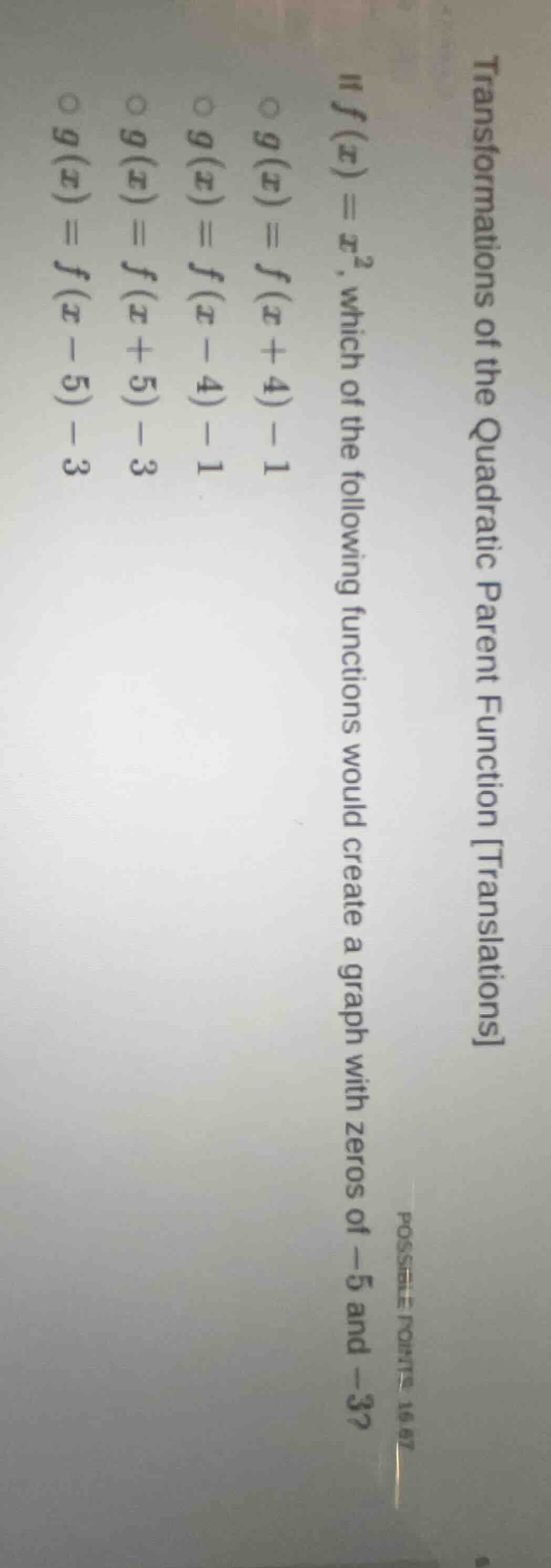 transformations of the quadratic parent function translations if ( f(x)…