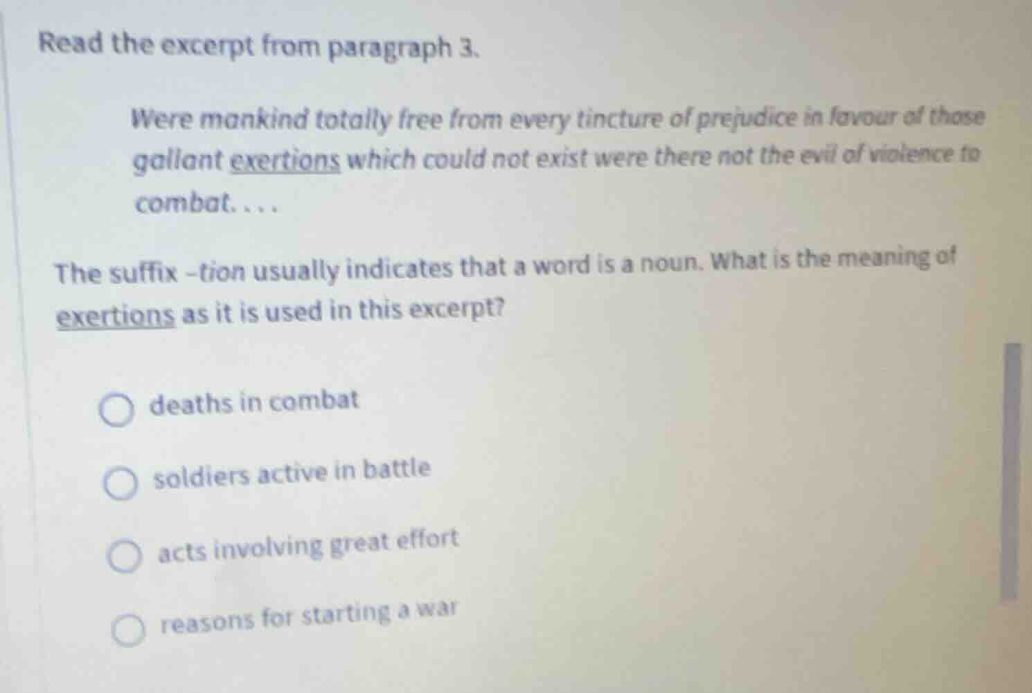 read the excerpt from paragraph 3. were mankind totally free from every…