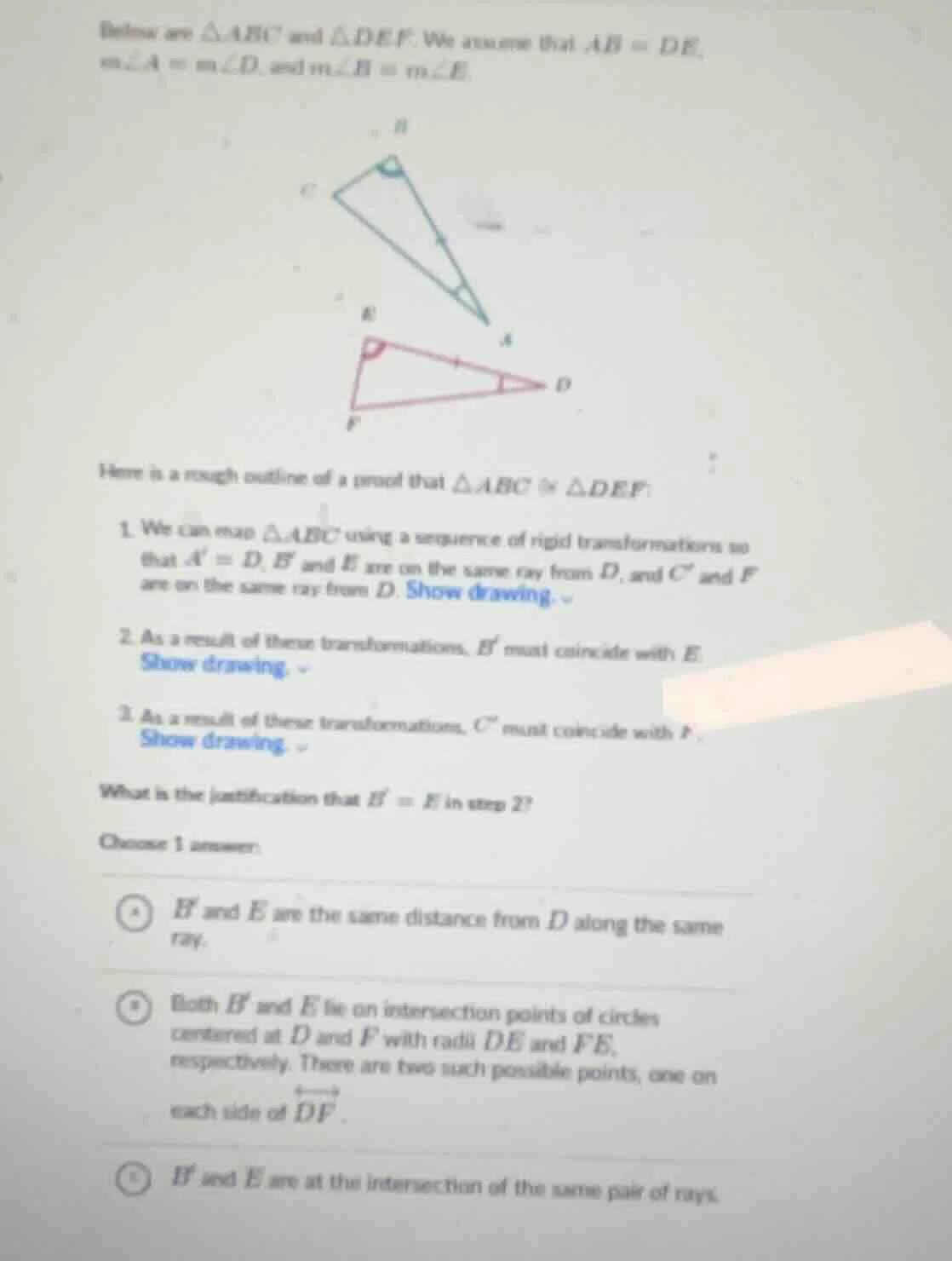 below are $\\triangle abc$ and $\\triangle def$. we assume that $ab = d…