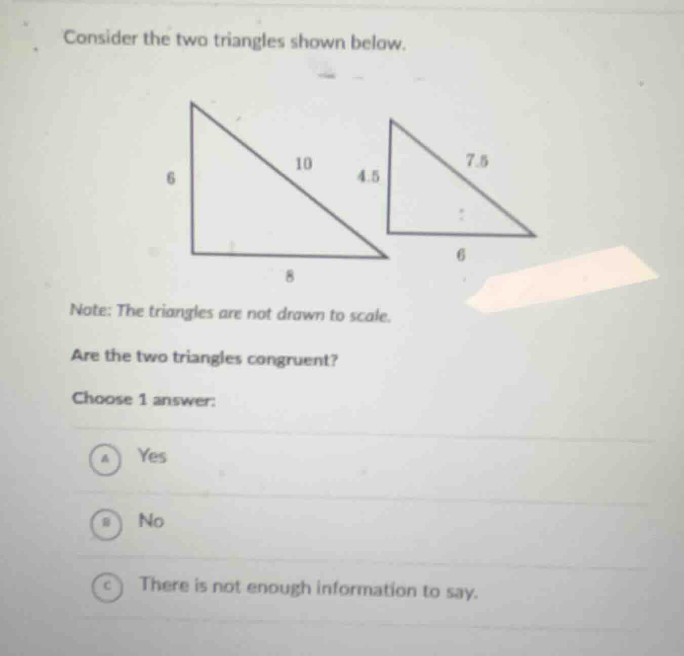 consider the two triangles shown below. two right triangles are shown, …