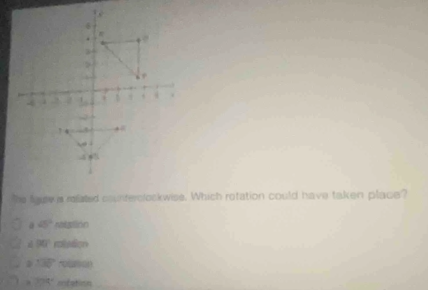 the figure was rotated counterclockwise. which rotation could have take…