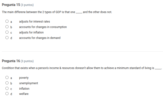 pregunta 15 (3 puntos) the main difference between the 2 types of gdp i…
