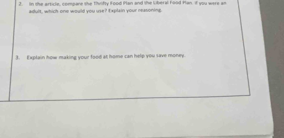 2. in the article, compare the thrifty food plan and the liberal food p…