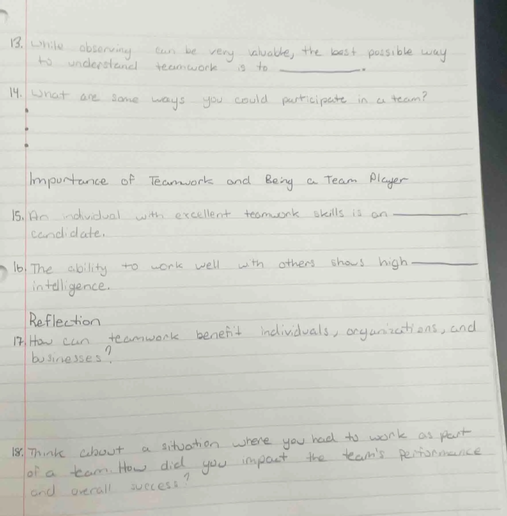13. while observing can be very valuable, the best possible way to unde…