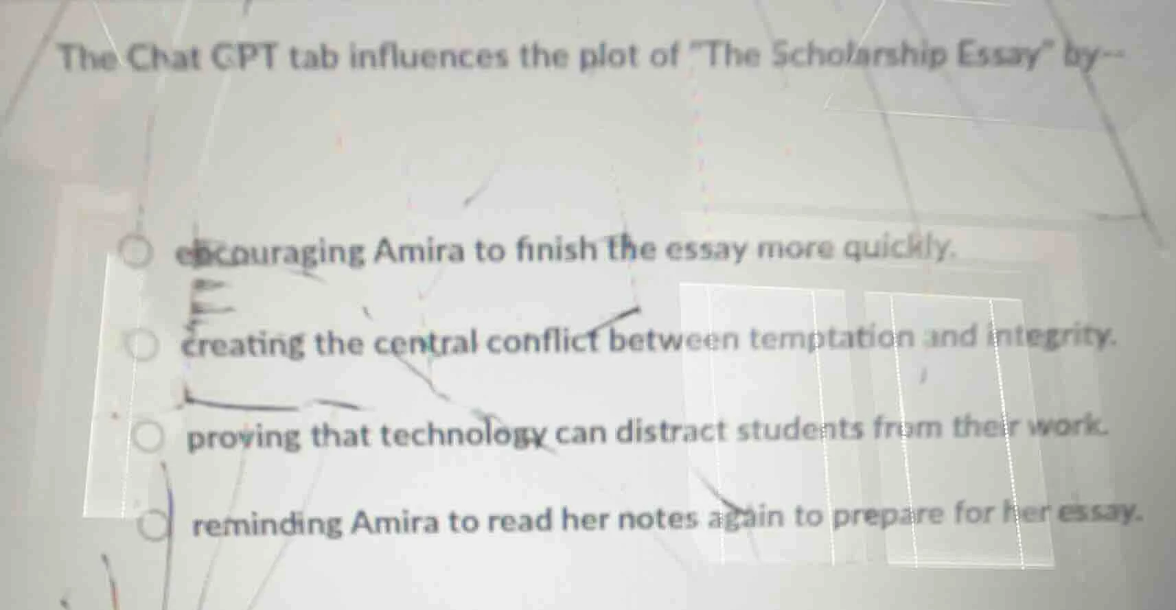 the chat cpt tab influences the plot of \the scholarship essay\ by-- - …
