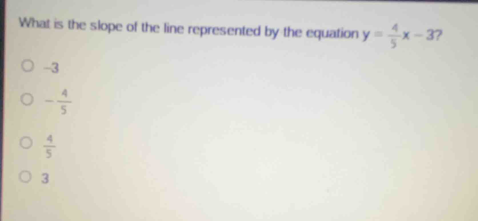 what is the slope of the line represented by the equation $y = \\frac{4…
