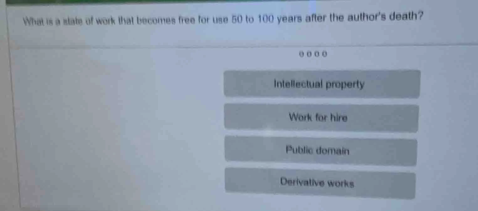 what is a state of work that becomes free for use 50 to 100 years after…