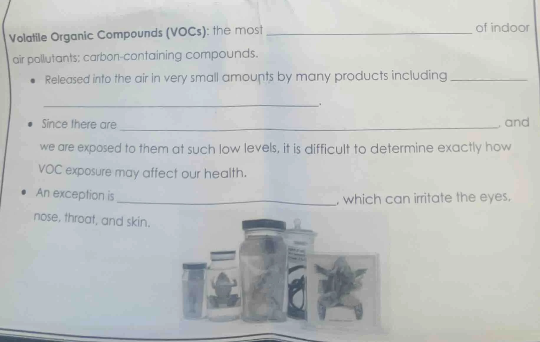 volatile organic compounds (vocs): the most ______ of indoor air pollut…