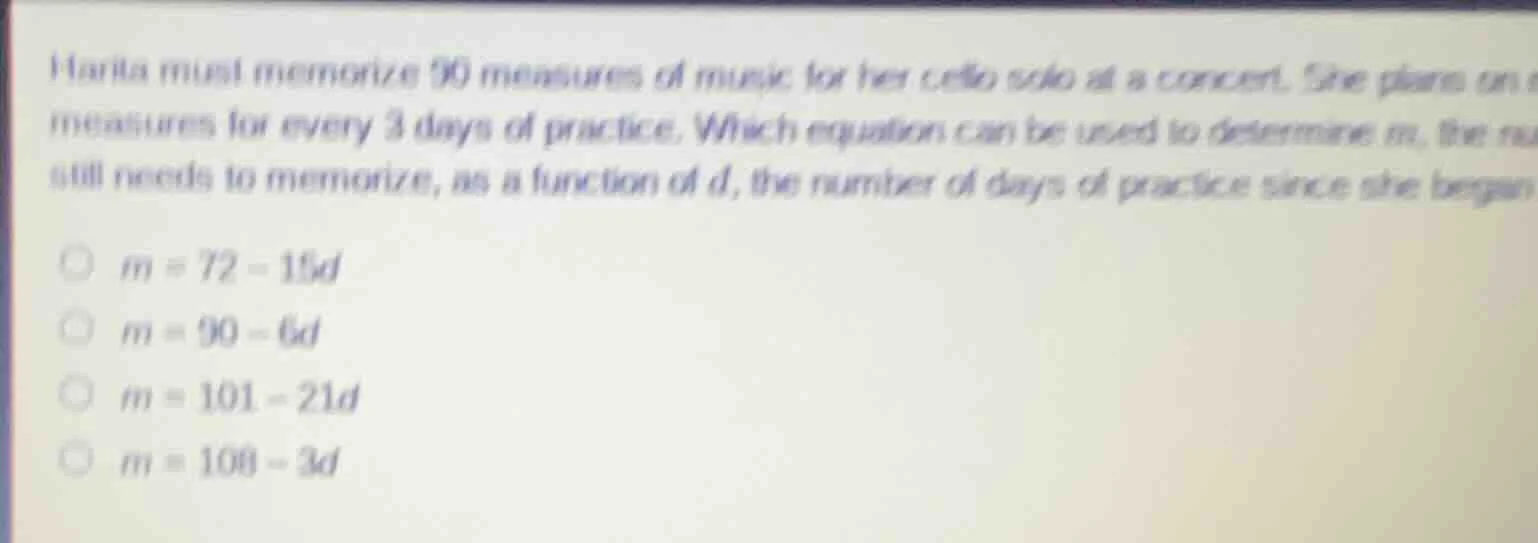 harita must memorize 90 measures of music for her cello solo at a conce…